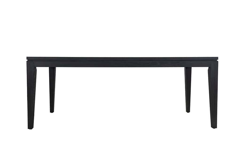 Minimalistisch donkerhouten eettafel van Mokana Meubelen, strakke lijnen en hoogwaardige kwaliteit voor een moderne eetkamer.