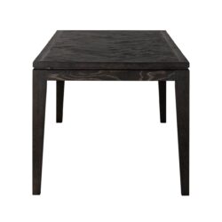 Elegante zwarte eettafel van massief hout, perfect voor modern en industrieel interieur, maatwerk mogelijk door Mokana Meubelen.