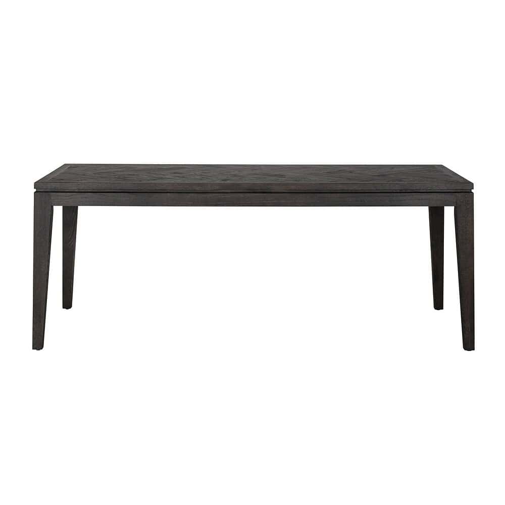Donkergroene houten eettafel met moderne uitstraling, stevig en stijlvol meubel voor een eigentijdse eetkamer. Perfect voor een stijlvolle inrichting en comfortabel dineren.