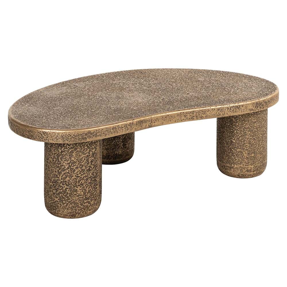 Robuuste bruine terrazzo salontafel met speelse ronde poten, industrieel design, perfect voor modern en vintage interieur.