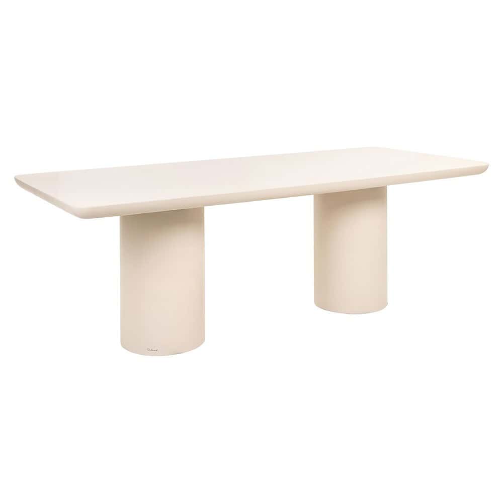 Elegante witte eettafel met ronde voeten van Mokana Meubelen, perfect voor een moderne interieurstijl, duurzame materialen en tijdloze designs.