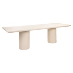 Minimalistische witte bank met cilindrische poten, modern en elegant ontwerp, perfect voor elke woonkamer of kantoor, gemaakt door Mokana Meubelen.