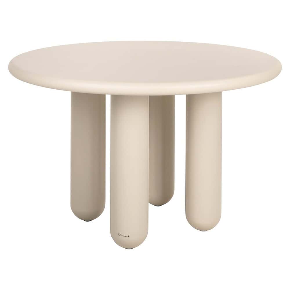 Elegant ronde eettafel van Mokana Meubelen in een neutrale beige kleur, ideaal voor modern en stijlvol interieur.