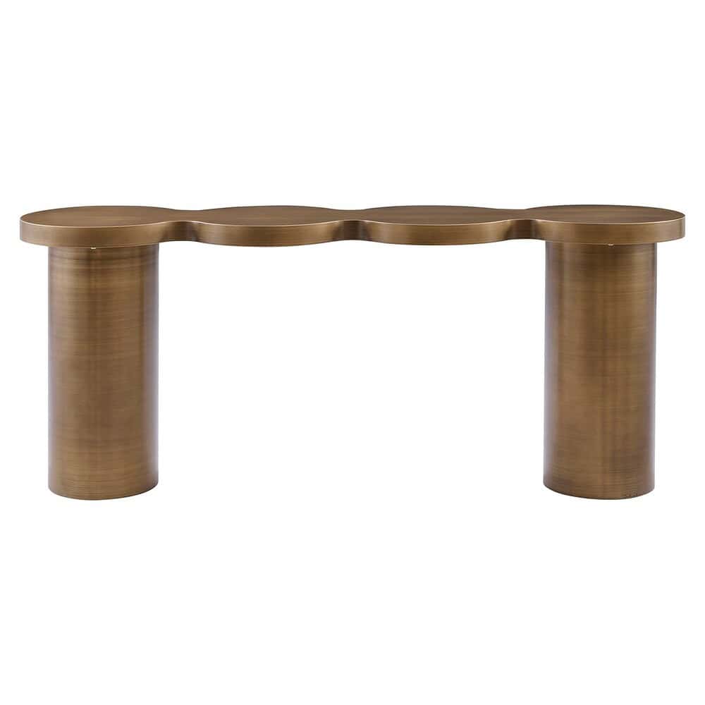 Elegante houten tafel met unieke organische vorm en dikke poten, ideaal voor modern interieur en stijlvolle woon- of kantoorruimte.