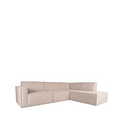 Zachte luxe moderne hoekbank in beige stof, perfect voor stijlvolle en comfortabele woonkamermeubels. Mokana Meubelen biedt op maat gemaakte banken en interieurontwerp oplossingen.