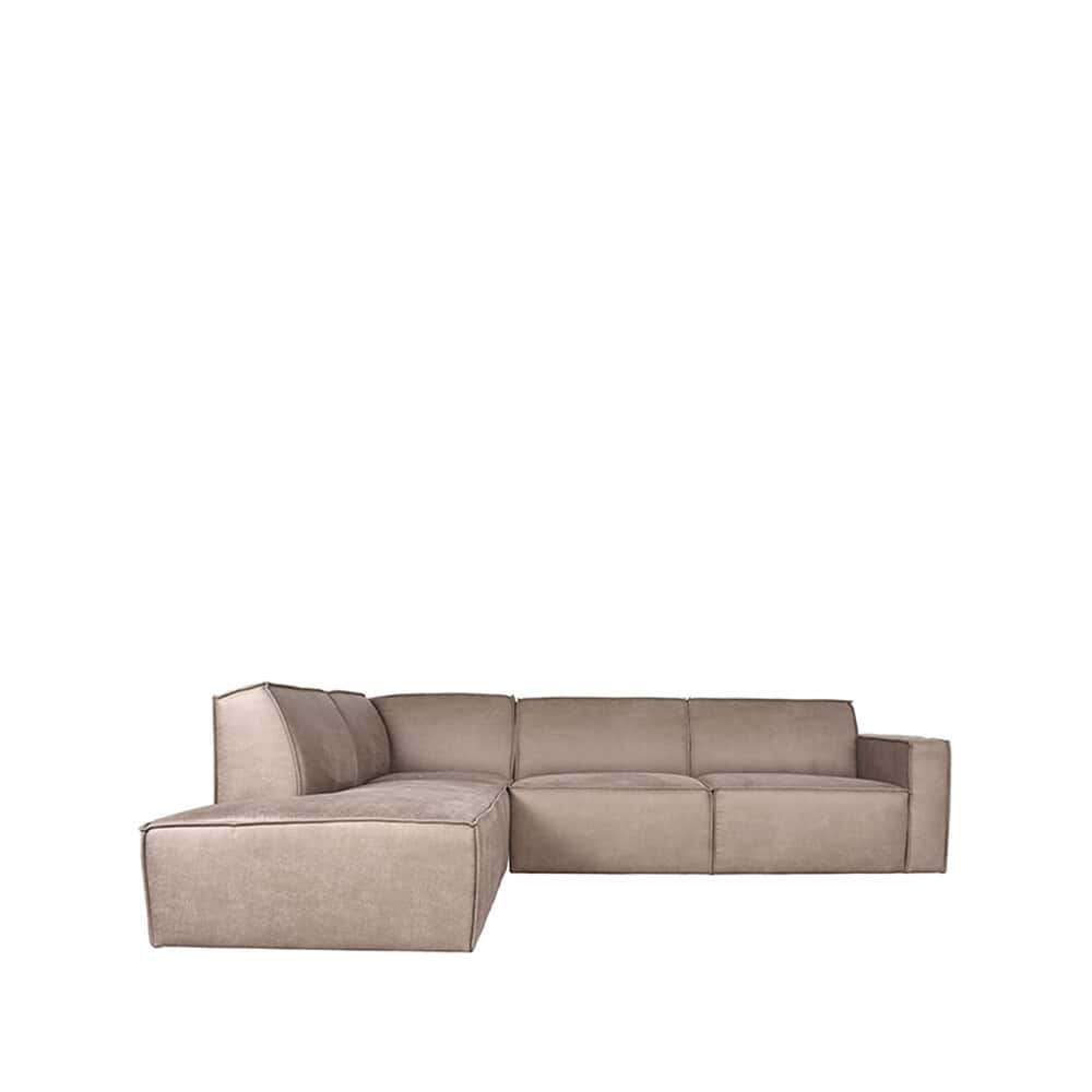 Luxe beige hoekbank, modern design, comfortabele zitplaatsen, perfect voor woonkamerinrichting.