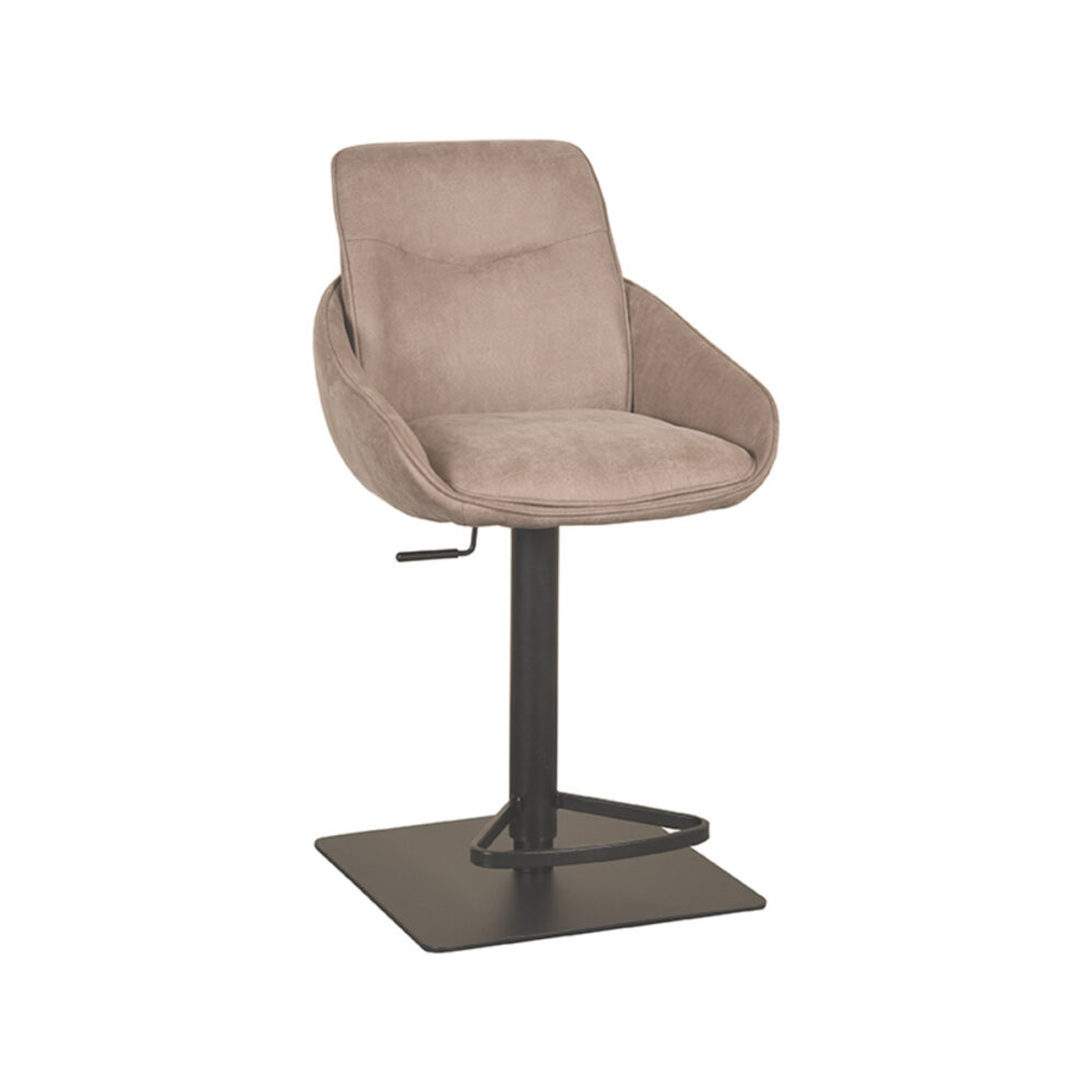 LABEL51 Barkruk Beauty - Taupe - Micro Suede - Zithoogte 56-82