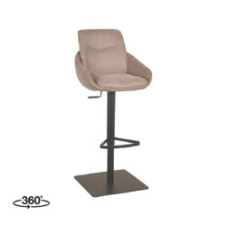 LABEL51 Barkruk Beauty - Taupe - Micro Suede - Zithoogte 56-82