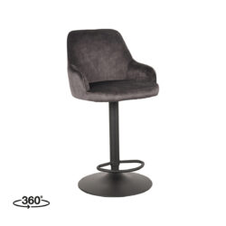 LABEL51 Barkruk Fender - Antraciet - Velours - Zithoogte 64-84