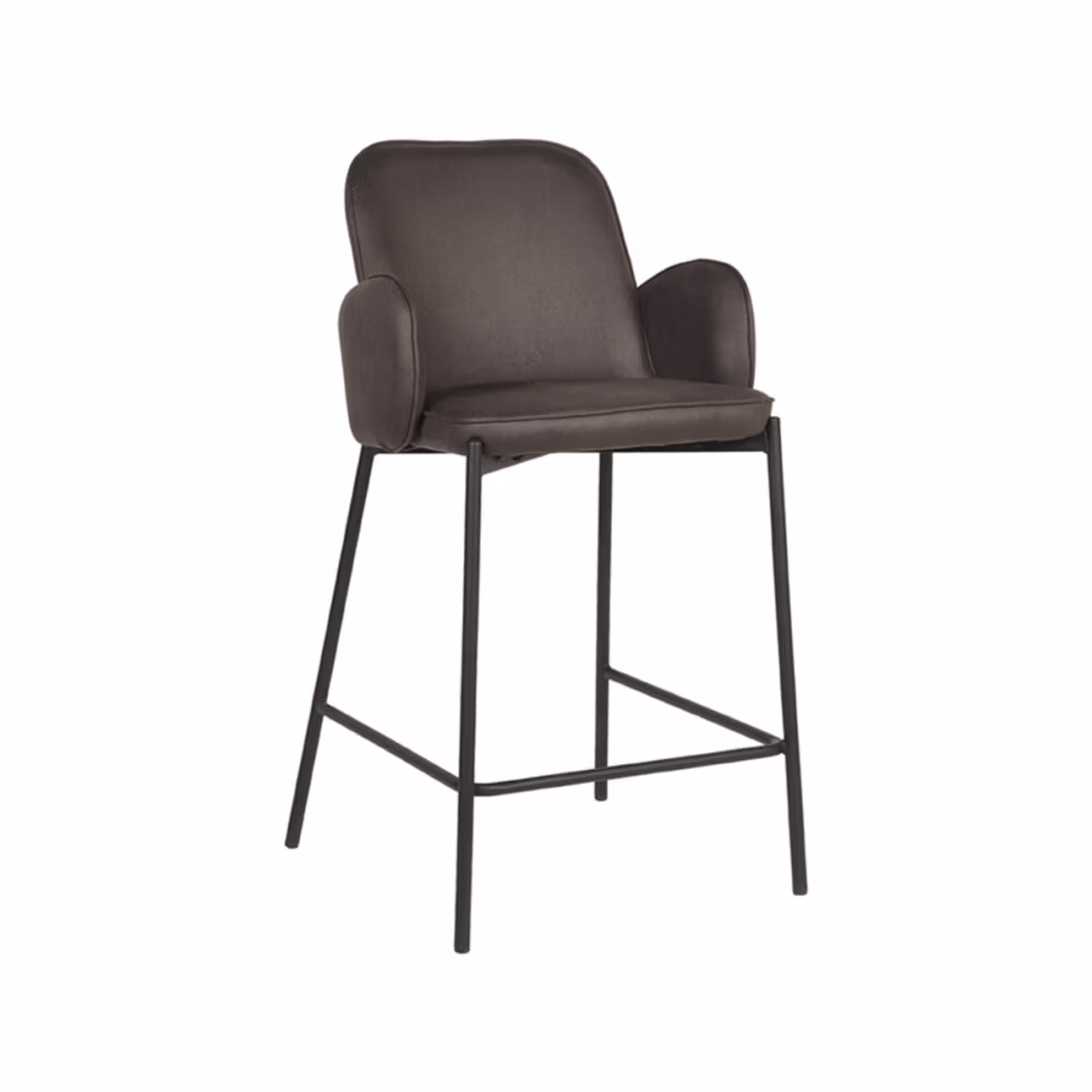 D-MAXX Barkruk Jari - Antraciet - Microfiber - Zithoogte 65