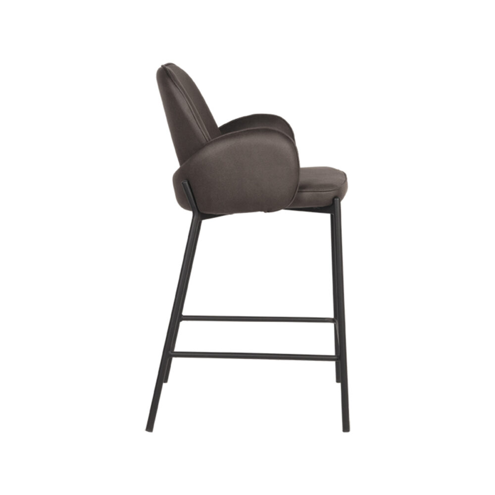 D-MAXX Barkruk Jari - Antraciet - Microfiber - Zithoogte 65