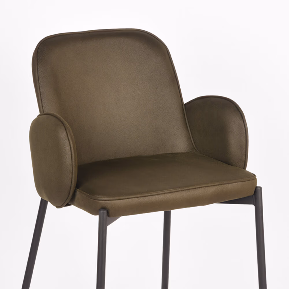 D-MAXX Barkruk Jari - Army green - Microfiber - Zithoogte 65