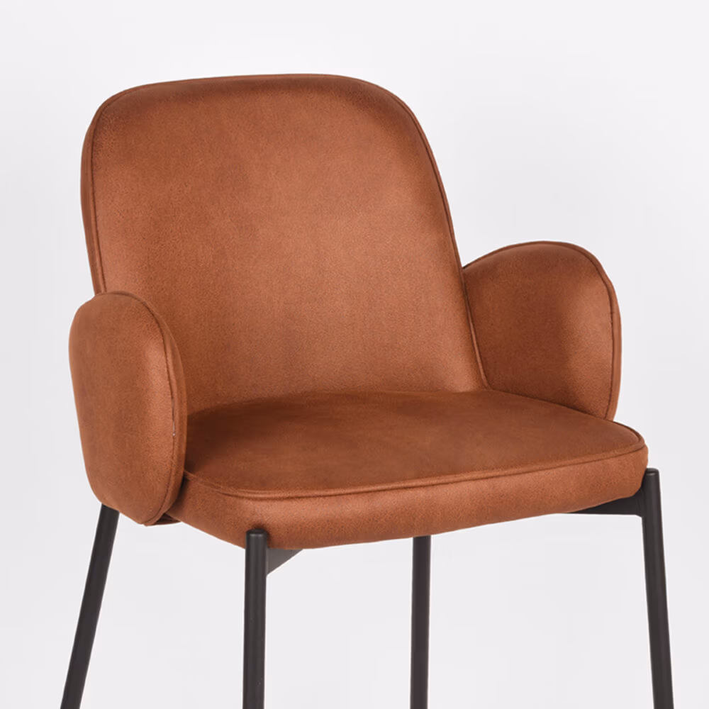 D-MAXX Barkruk Jari - Cognac - Microfiber - Zithoogte 65