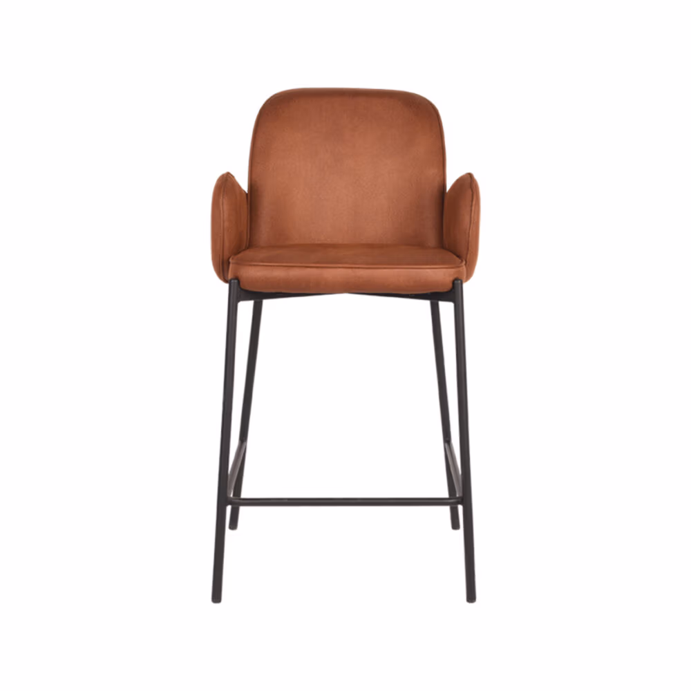 D-MAXX Barkruk Jari - Cognac - Microfiber - Zithoogte 65