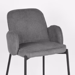 D-MAXX Barkruk Jari - Donkergrijs - Ribcord - Zithoogte 65