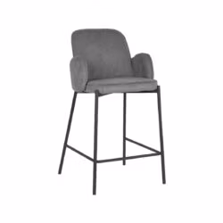 D-MAXX Barkruk Jari - Donkergrijs - Ribcord - Zithoogte 65