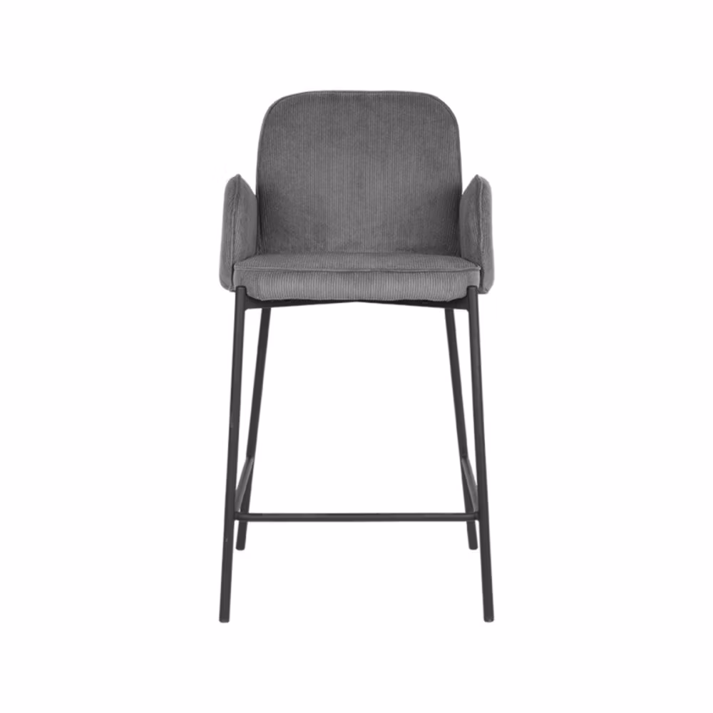 D-MAXX Barkruk Jari - Donkergrijs - Ribcord - Zithoogte 65