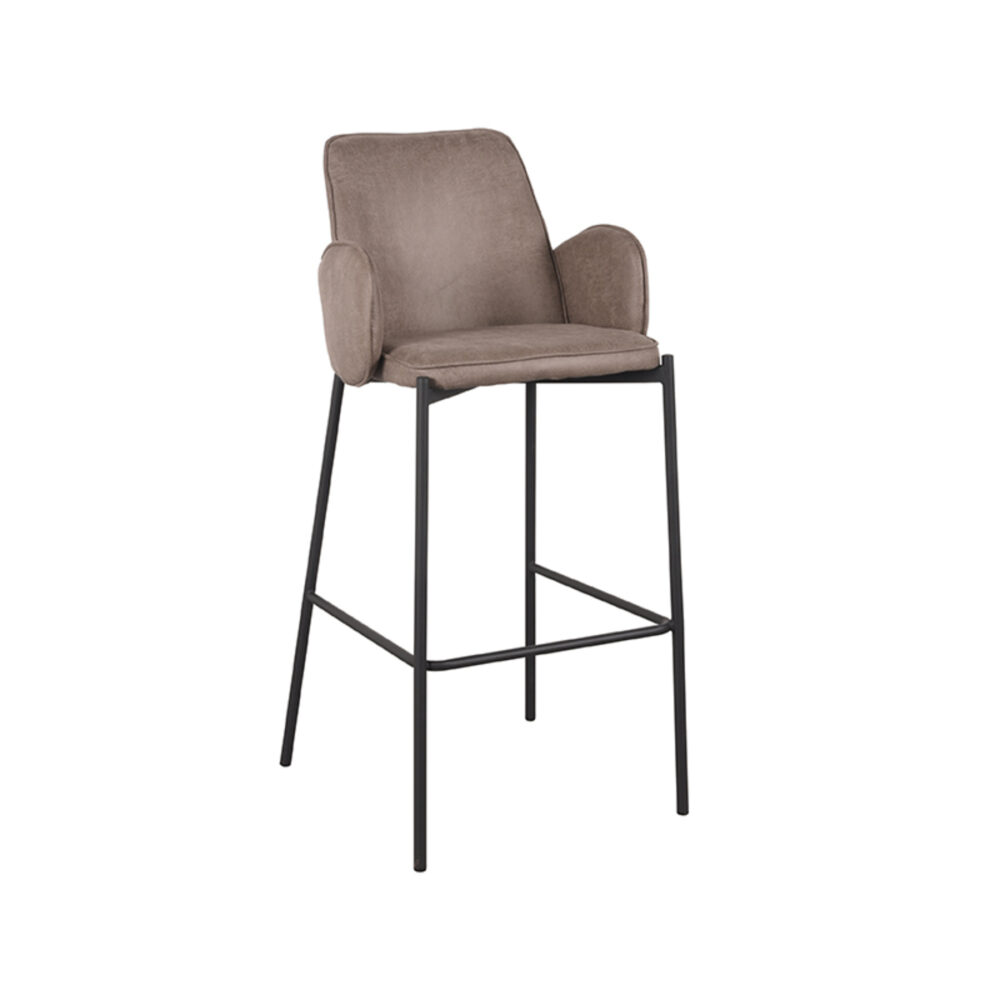 LABEL51 Barkruk Joni - Taupe - Micro Suede - Zithoogte 78
