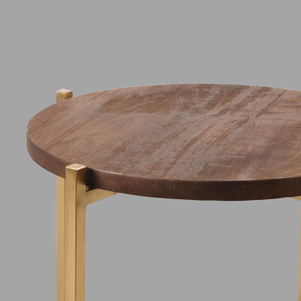 LABEL51 Bijzettafel Dox - Espresso - Mangohout - 40 cm Goud