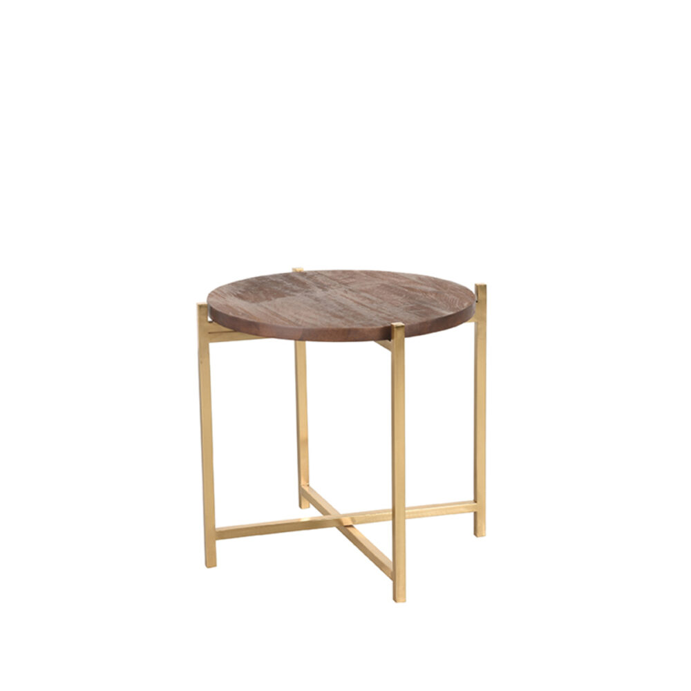 LABEL51 Bijzettafel Dox - Espresso - Mangohout - 40 cm Goud