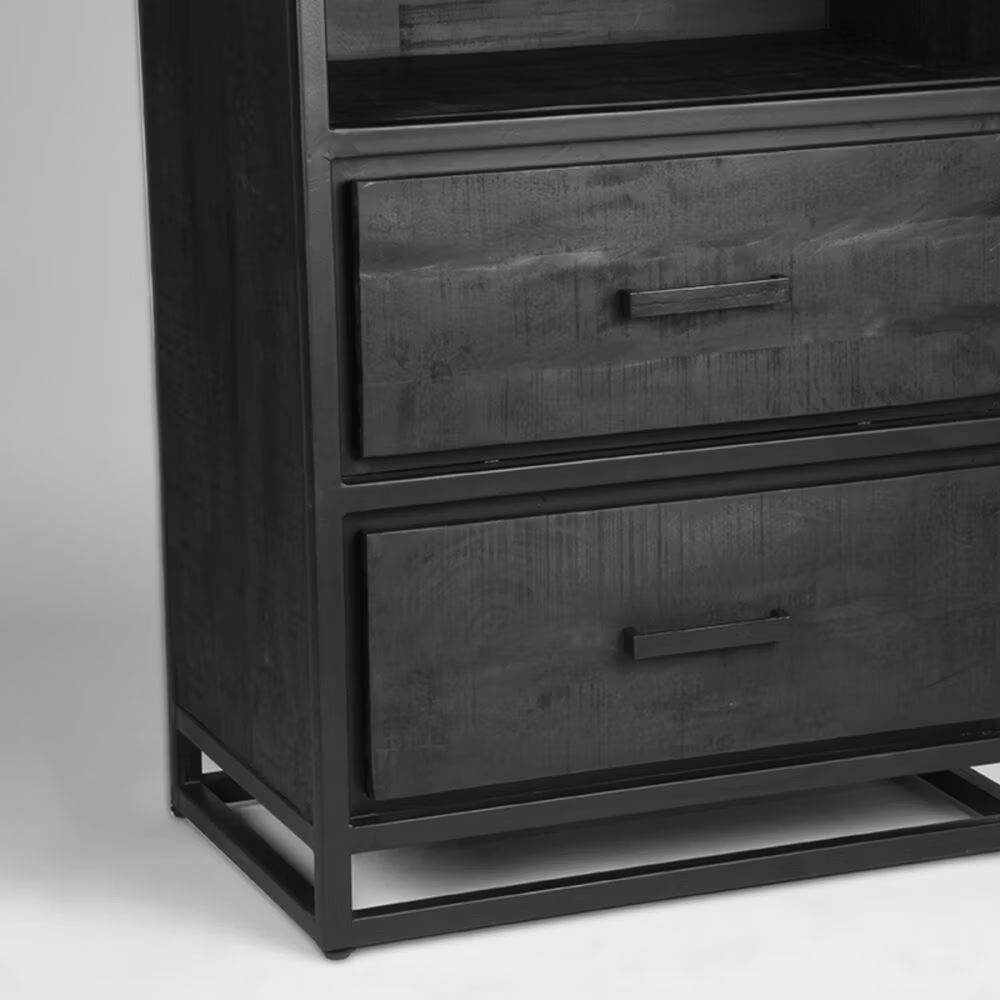 LABEL51 Boekkast Chili - Zwart - Mangohout - Boekkast