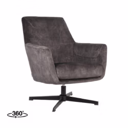 LABEL51 Fauteuil Toby - Antraciet - Velours - One Size