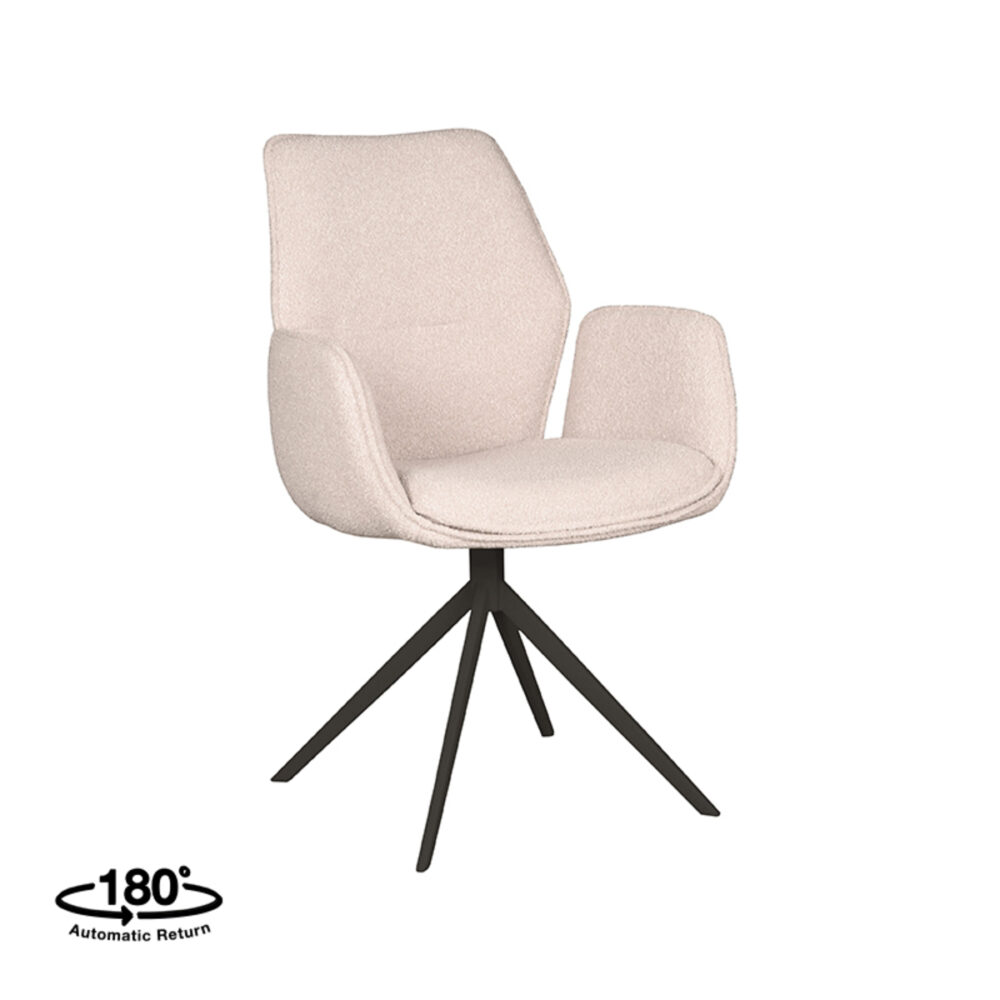 LABEL51 Eetkamerstoel Mellow - Naturel - Boucle - Black Frame