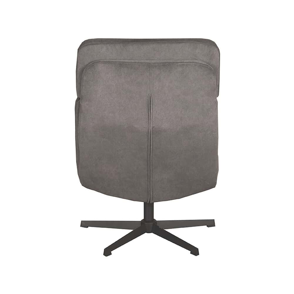 Zit-stoel van Mokana Meubelen in modern grijze stof met draaibare basis, ideaal voor kantoor of thuiswerkplek. Professioneel en comfortabel design, perfect voor elke werkomgeving.