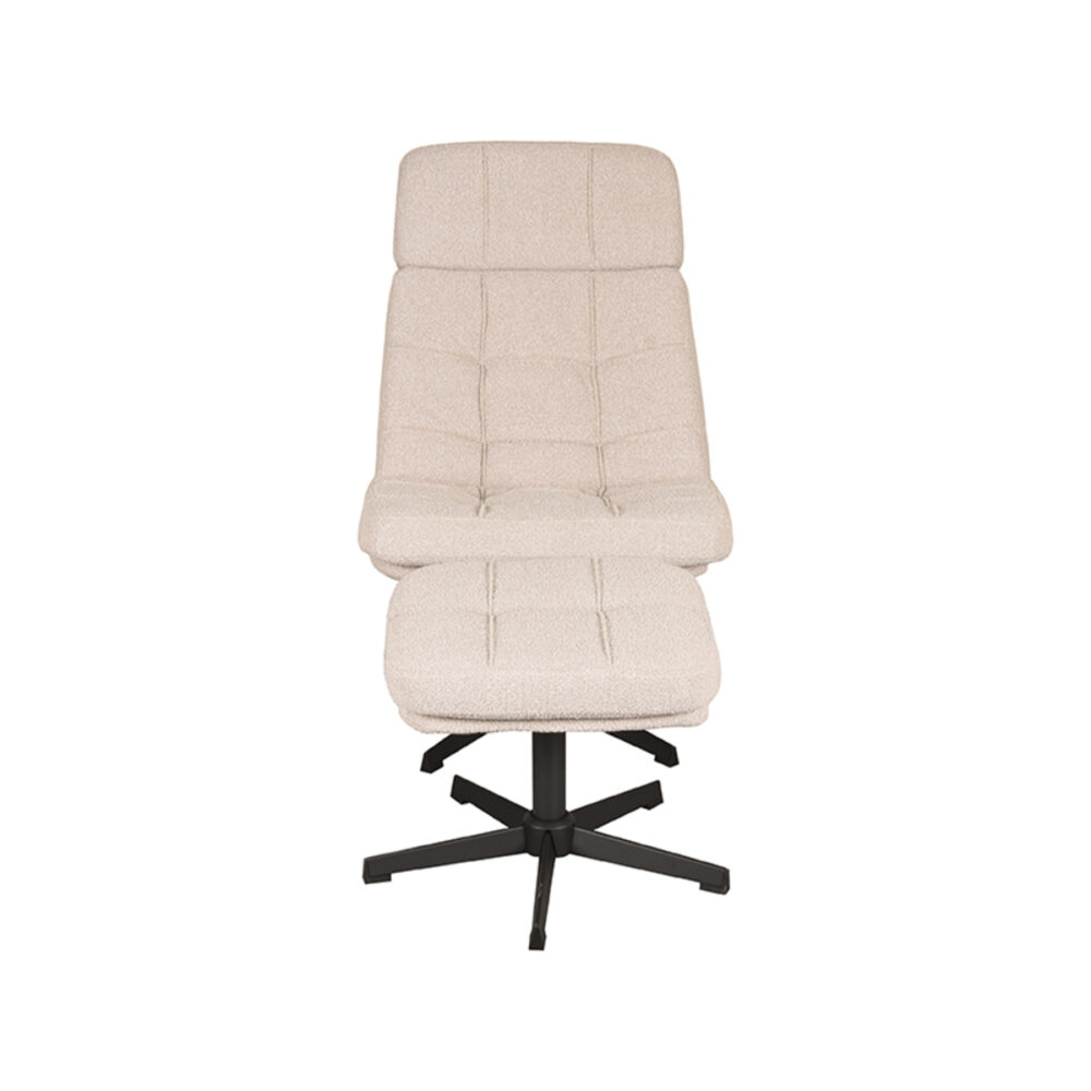 LABEL51 Fauteuil Alvar - Naturel - Boucle - Incl. Hocker