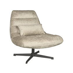 Grote, comfortabele stoffen lounge fauteuil met kussen, moderne design en draaibare onderstel, perfect voor woonkamer of loungecard.