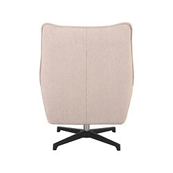 Zachte lichtroze beklede relaxfauteuil met zwarte voet, perfect voor een comfortabele zithoek. Modern Scandinavisch design, geschikt voor woonkamer of kantoor, duurzaam en stijlvol meubel van Mokana Meubelen.