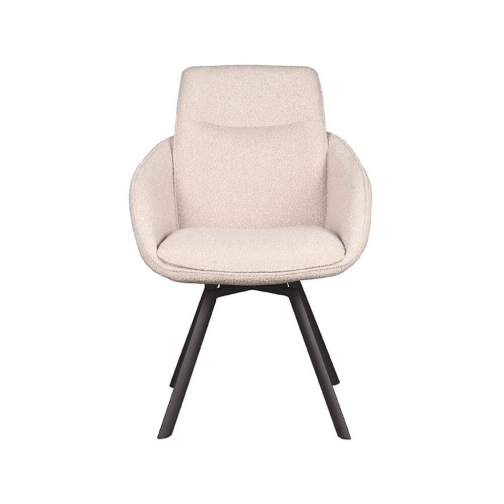 LABEL51 Eetkamerstoel Beauty - Naturel - Boucle - Black Frame