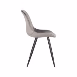 LABEL51 Eetkamerstoel Capri - Grijs - Fluweel - Black Frame