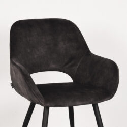 LABEL51 Eetkamerstoel Fer - Antraciet - Velours - Black Frame