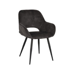 LABEL51 Eetkamerstoel Fer - Antraciet - Velours - Black Frame
