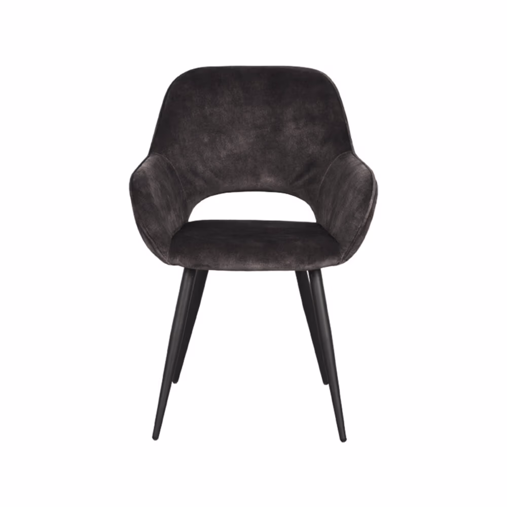 LABEL51 Eetkamerstoel Fer - Antraciet - Velours - Black Frame