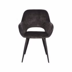LABEL51 Eetkamerstoel Fer - Antraciet - Velours - Black Frame