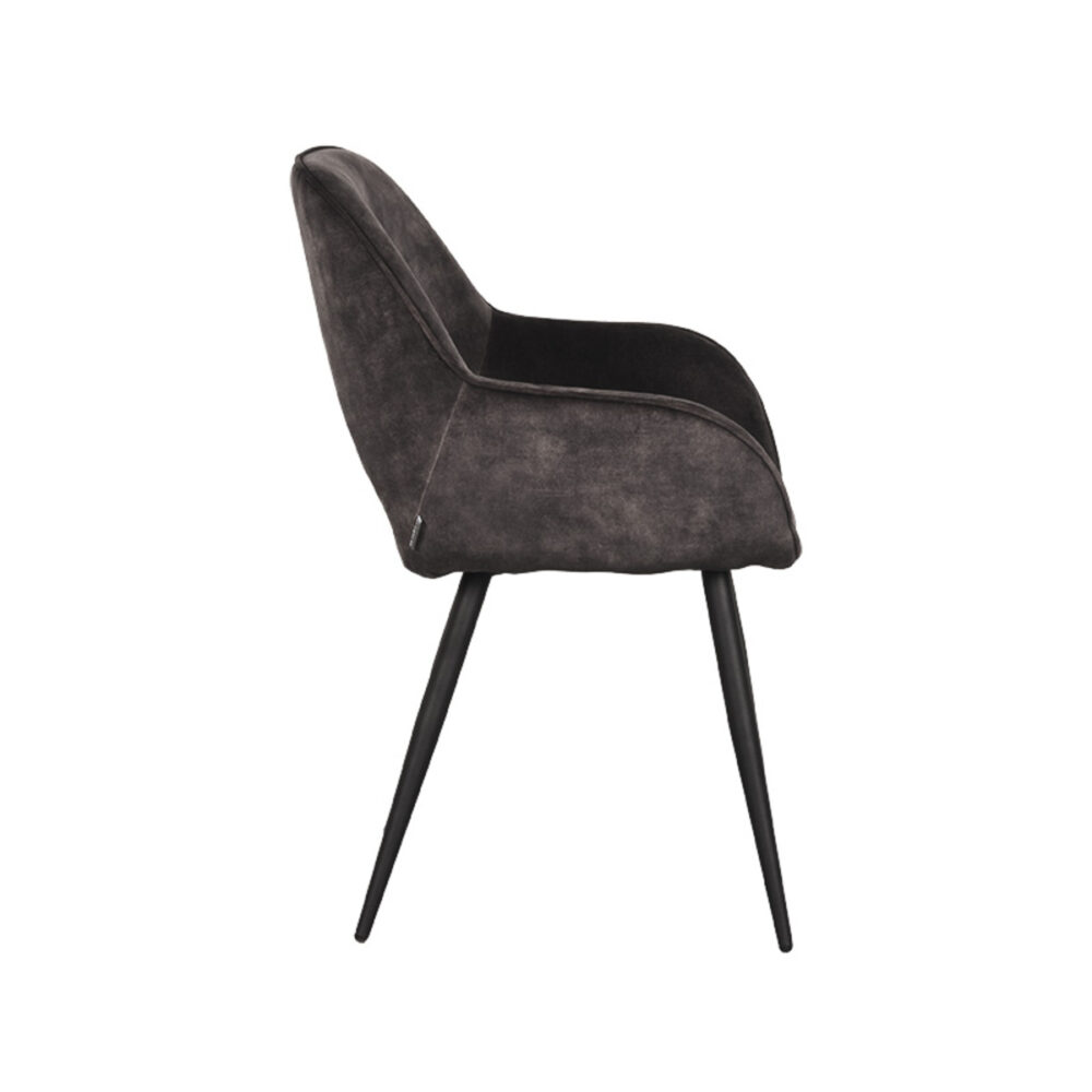 LABEL51 Eetkamerstoel Fer - Antraciet - Velours - Black Frame