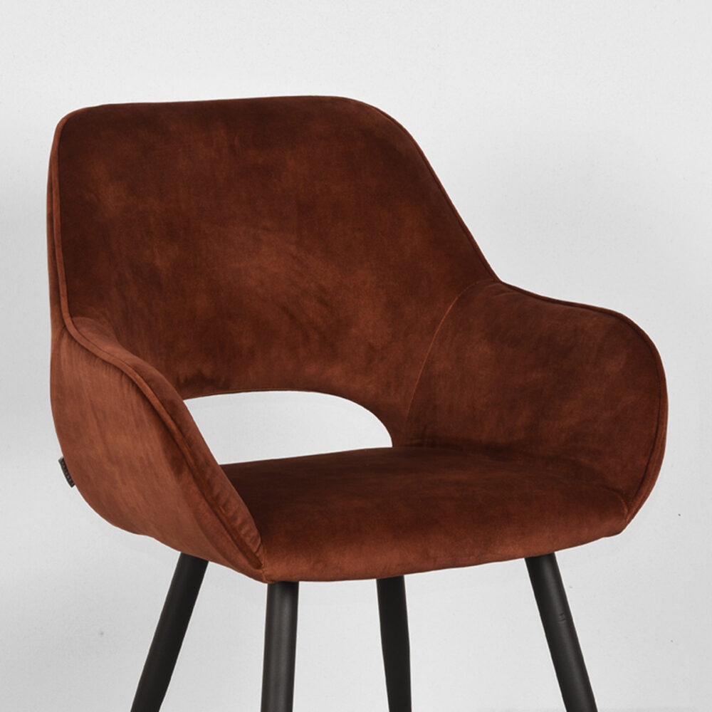 LABEL51 Eetkamerstoel Fer - Rust - Velours - Black Frame