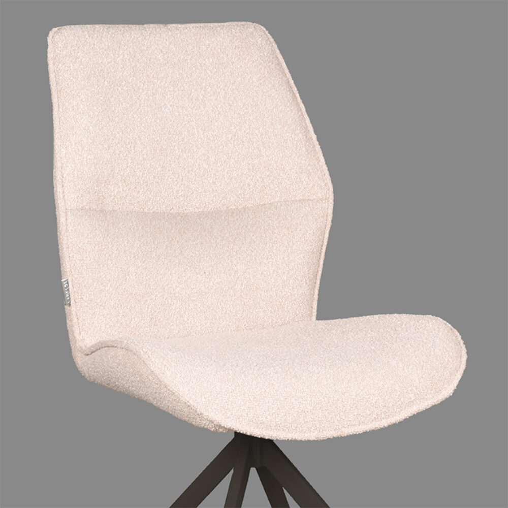 LABEL51 Eetkamerstoel Comfy - Naturel - Boucle - Black Frame