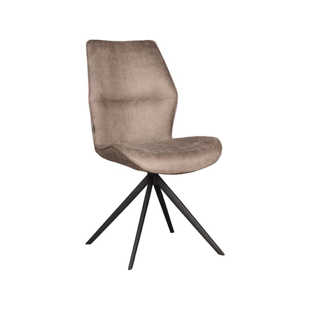 LABEL51 Eetkamerstoel Comfy - Taupe - Micro Suede - Black Frame