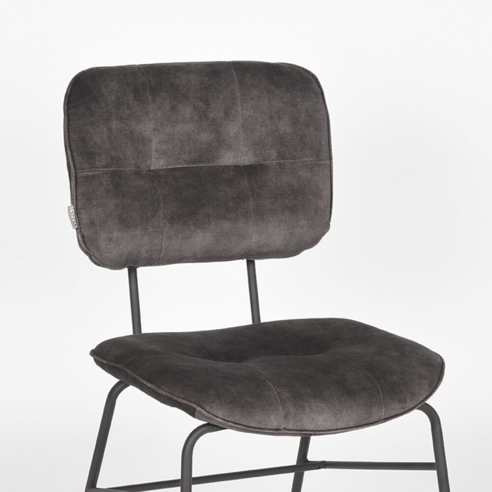 LABEL51 Eetkamerstoel Dez - Antraciet - Velours - Black Frame