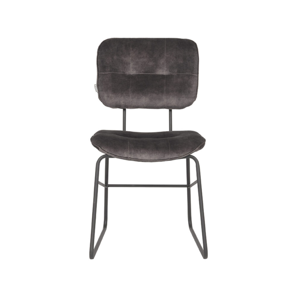 LABEL51 Eetkamerstoel Dez - Antraciet - Velours - Black Frame