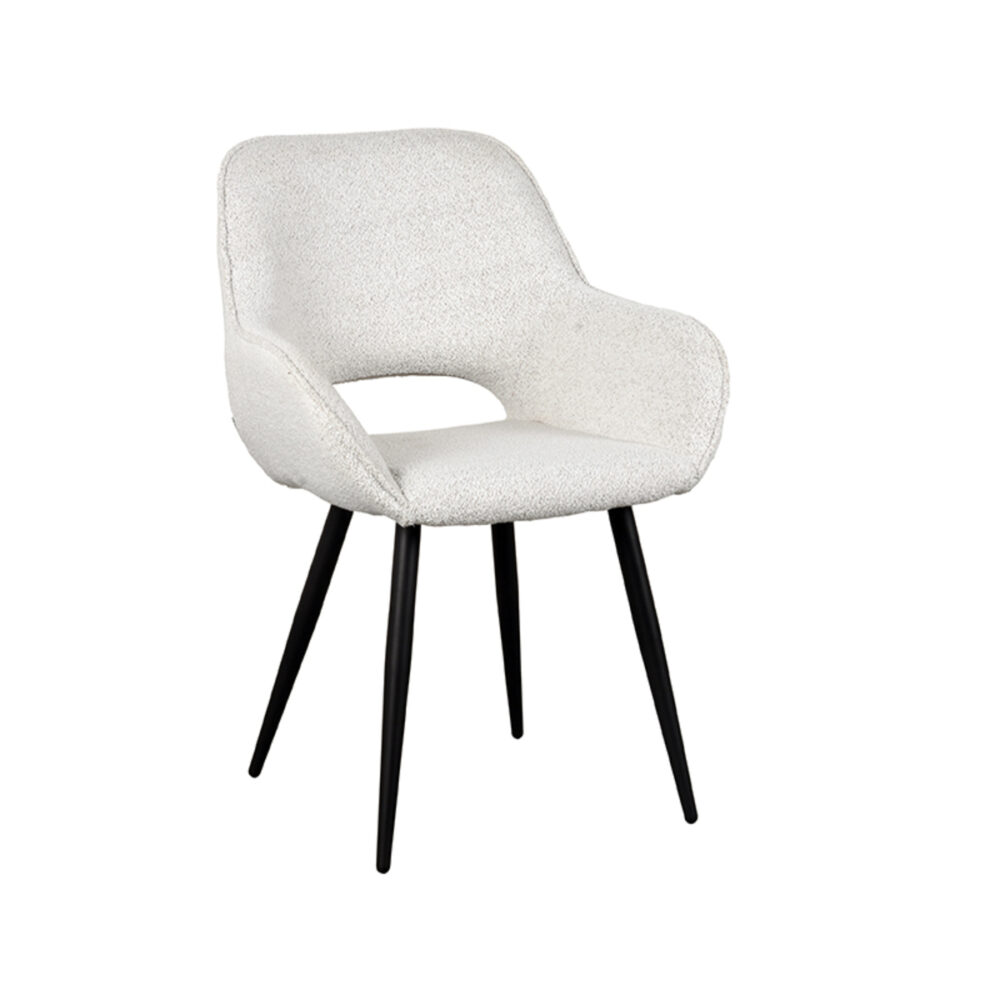 LABEL51 Eetkamerstoel Fer - Wit - Boucle - Black Frame