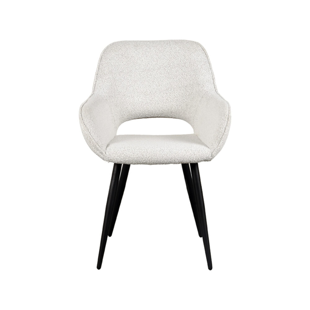 LABEL51 Eetkamerstoel Fer - Wit - Boucle - Black Frame