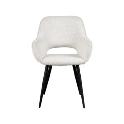 LABEL51 Eetkamerstoel Fer - Wit - Boucle - Black Frame
