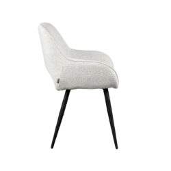 LABEL51 Eetkamerstoel Fer - Wit - Boucle - Black Frame