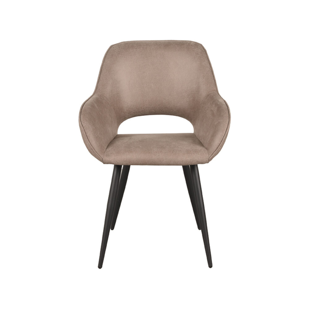 LABEL51 Eetkamerstoel Fer - Taupe - Micro Suede - Black Frame