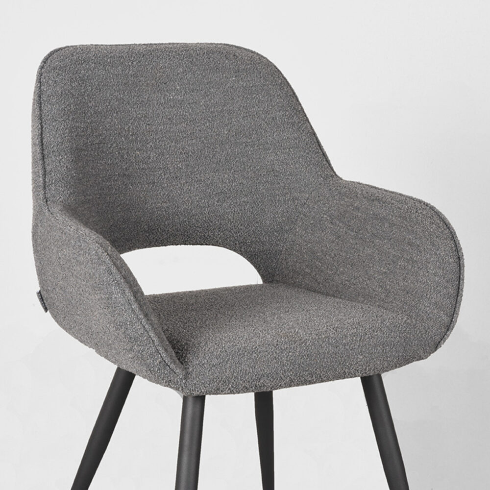 LABEL51 Eetkamerstoel Fer - Grijs - Boucle - Black Frame