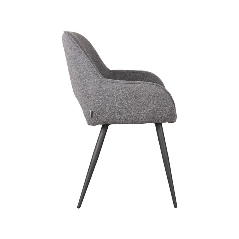 LABEL51 Eetkamerstoel Fer - Grijs - Boucle - Black Frame
